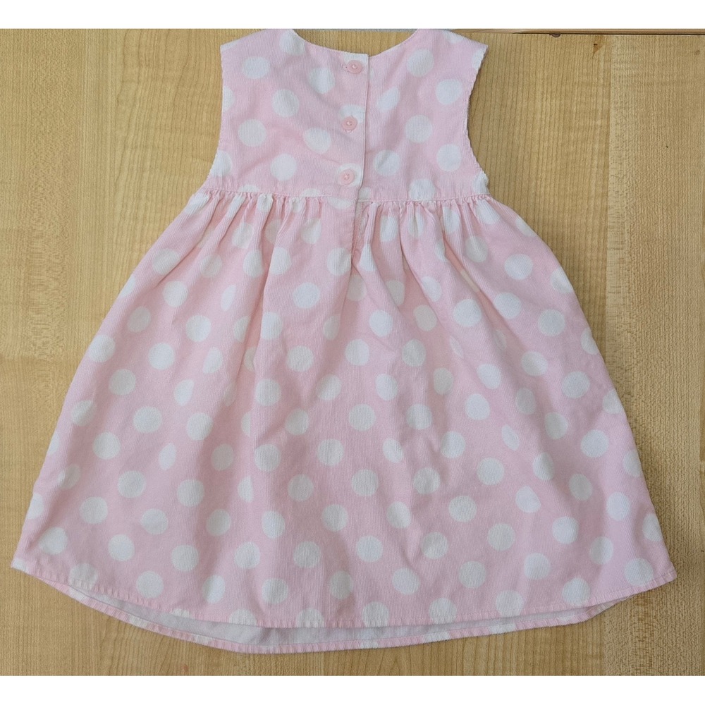 Vtg 2007 Gymboree Pink White Polka Dot Corduroy Dress 12-18 Months Sleeveless - Picture 2 of 4